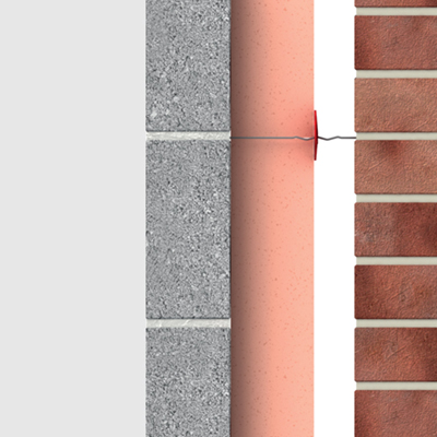 Kingspan Kooltherm® K108 Cavity Board: U-value: 0.15 W/m2K Thickness of insulation: 100 mm (assuming a 50 mm cavity, 102.5 mm brick outer leaf, lightweight density blockwork (0.15 W/mK) and 6.6% thermal bridging for the effect of mortar joints)