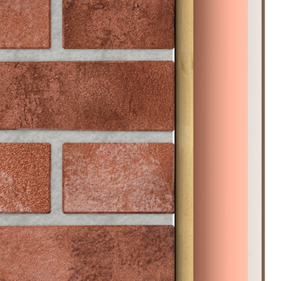 Kingspan Kooltherm® K118 Insulated Plasterboard: U-value: 0.30 W/m2K Thickness of insulation: 62.5 mm on timber battens (assuming 215 mm solid brickwork)